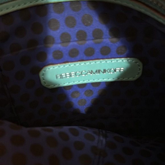 Aqua laser-cut leather Rebecca Minkoff M.A.C. crossbody bag w/ silver hardware - Picture 9 of 12